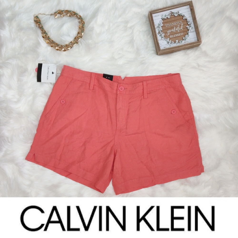 CALVIN KLEIN JEANS Porcelain Rose Linen Shorts